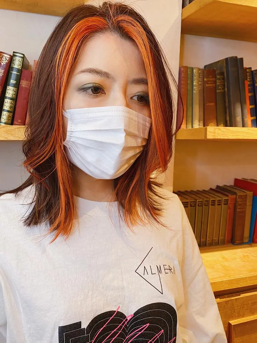 ミディアム ミストバング カット ヘアカラー トリートメント arts調布 スタイリスト杉山翔也のヘアスタイル