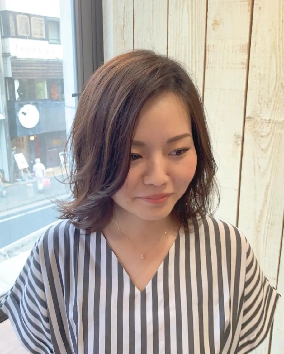 ミディアム カラー カット ヘアカラー トリートメント 透明感/ 美髪矯正/田中恭のヘアスタイル