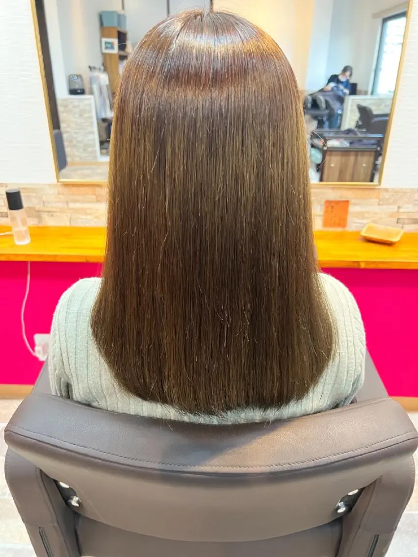 ロング 酸性ストレート ヘアカラー&縮毛矯正 STAR☆RIVERのヘアスタイル