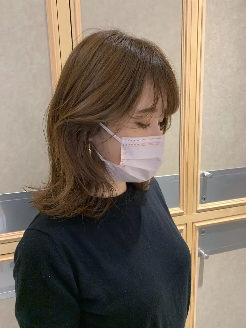 ミディアム カラー ベージュカラー オリーブベージュ チバ タクミのヘアスタイル