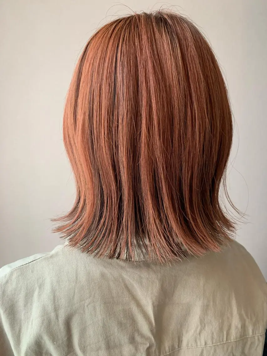 ミディアム カラー オレンジ ピンクカラー カット ヘアカラー トリートメント hubhair レイヤー/透明感のヘアスタイル