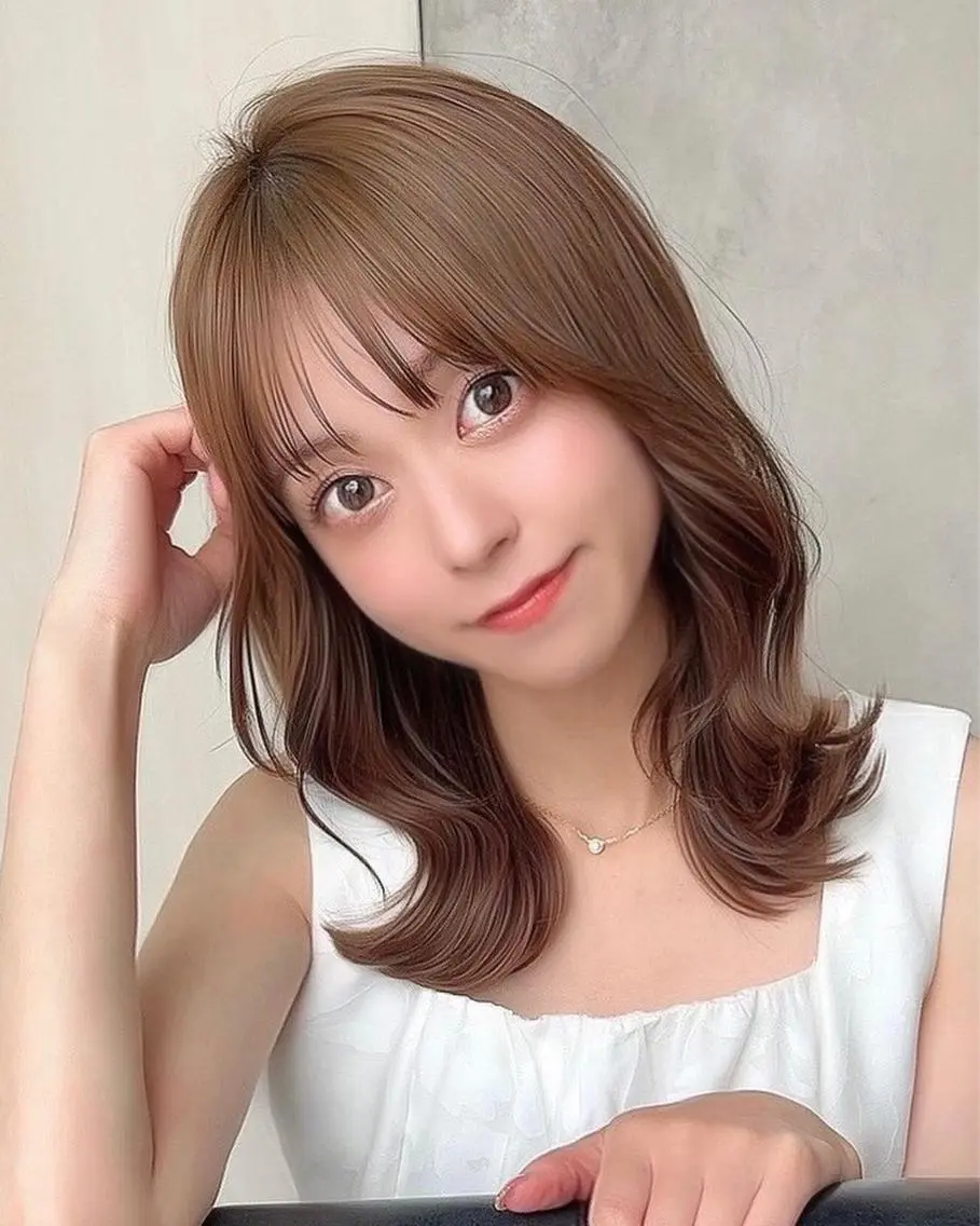 セミロング くびれヘア 髪質改善 縮毛矯正 カット トリートメント 🧡くびれヘア/前髪 顔周り🧡久原結衣のヘアスタイル