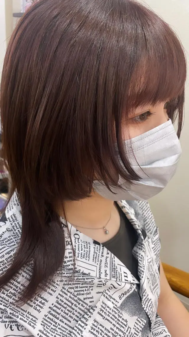 ミディアム カット ヘアカラー トリートメント ウルフカット/ボブ りなのヘアスタイル