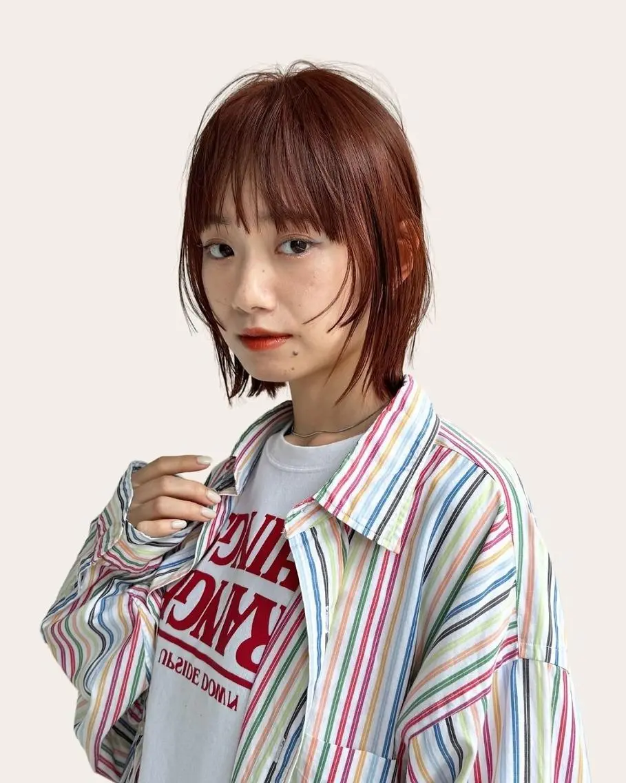 ミディアム カット ヘアカラー ボブ/ぱつっとボブ/ 谷口 海星のヘアスタイル