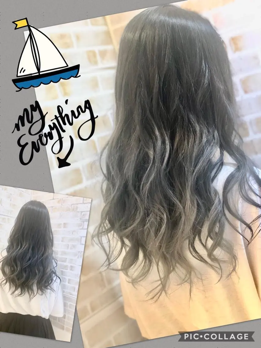 ロング カラー 透明感カラー グラデーションカラー グレージュ イルミナカラー ヘアカラー トリートメント ヘアセット 永島 桜のヘアスタイル