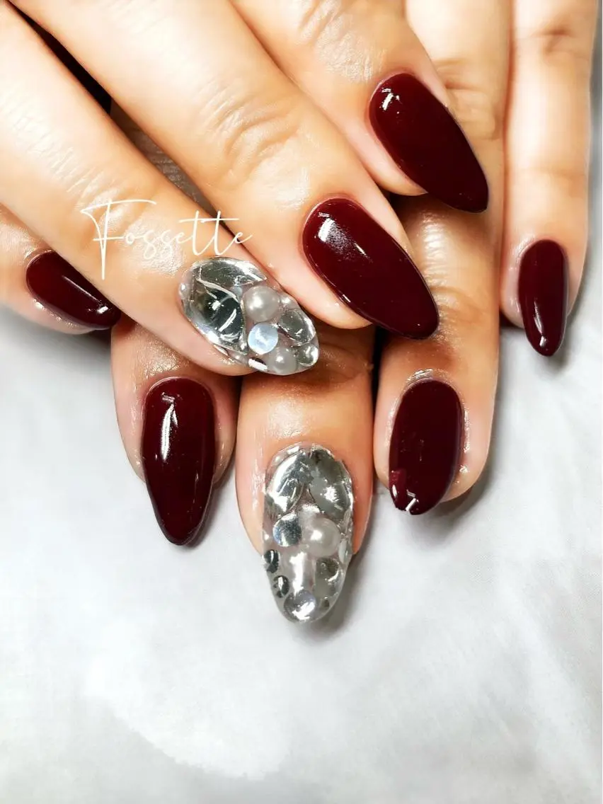 ネイル ボルドー ワンカラーネイル 冬ネイル ハンドネイル nailsalon Fossetteのネイルデザイン
