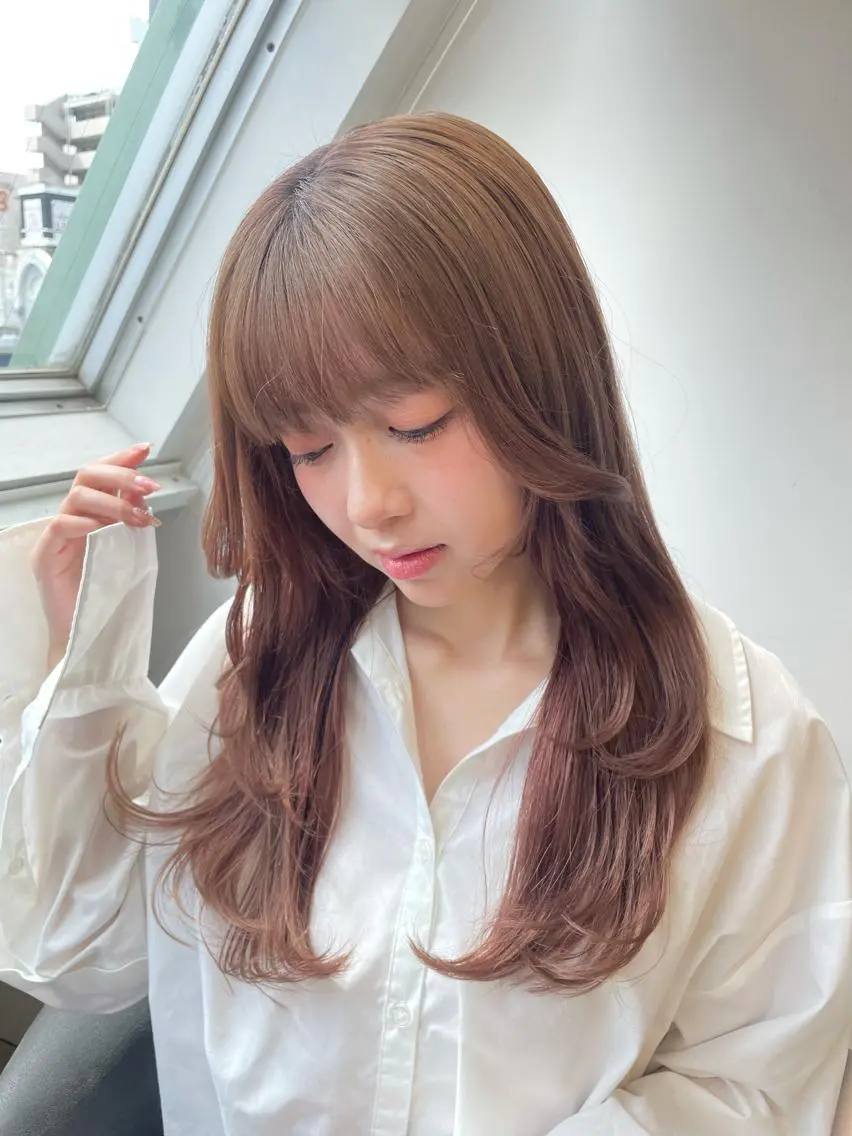 ロング カラー ラベンダーカラー ピンクカラー ピンクラベンダー 💗韓国ヘア/髪質改 善💗若菜あいこのヘアスタイル