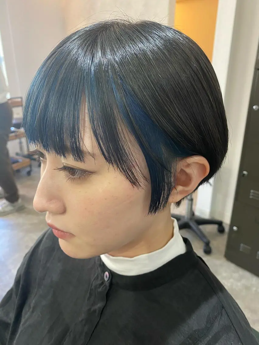ショート カラー ブルーカラー インナーカラー ヘアカラー トリートメント 森貴裕/ニュアンス パーマ/オリーブのヘアスタイル