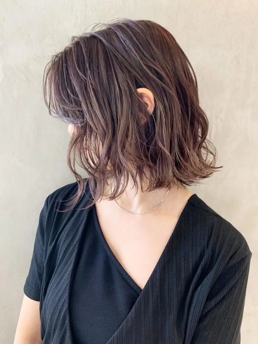 ショート カラー パーマ ヘアアレンジ グレージュ ハイライトカラー ハイライト ITbyALBUM 中野店のヘアスタイル