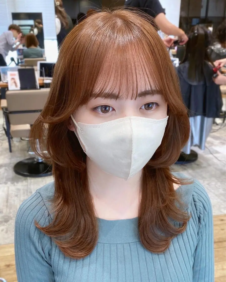 セミロング カラー 顔まわりカット🌟 くびれヘア/寺門遥輝のヘアスタイル