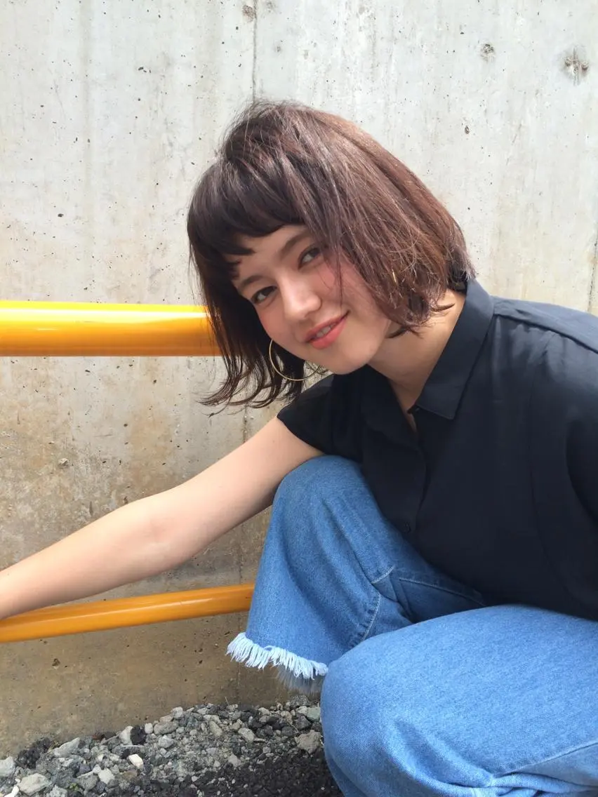 ショート ミディアム カラー パーマ 内藤 達也のヘアスタイル