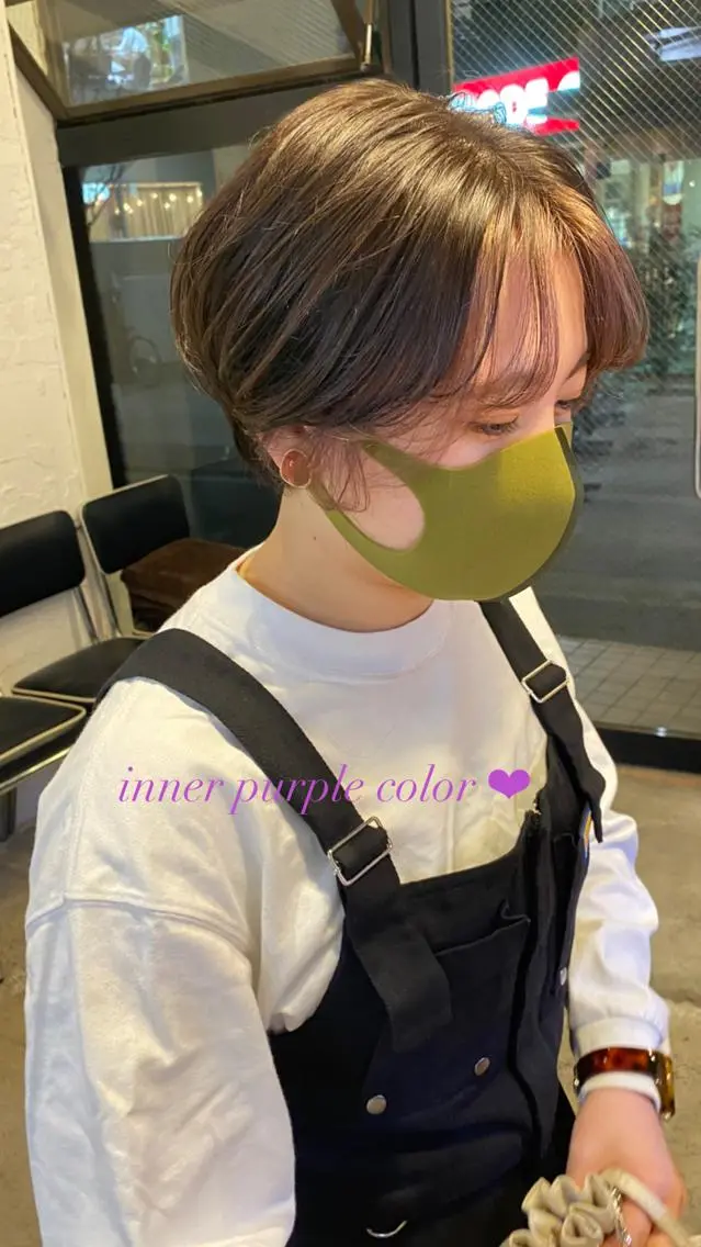 ショート カラー ショートボブ ハンサムショート ミストバング  フェイスフレーミング インナーカラー ヘアカラー トリートメント 柔らかいcolor 🌿harukaのヘアスタイル