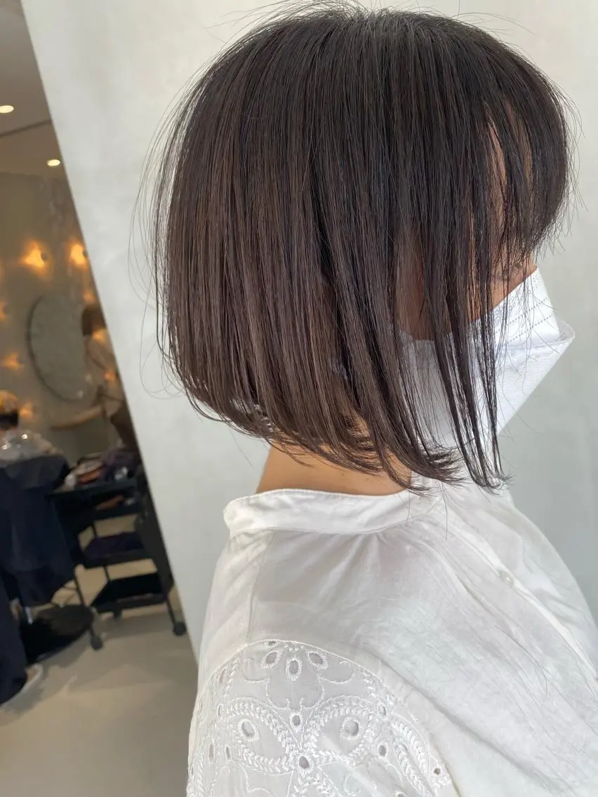 ミディアム カラー ブリーチ 透明感カラー ハイライトカラー ボブ ハイライト カット ヘアカラー トリートメント 谷合 貴志のヘアスタイル