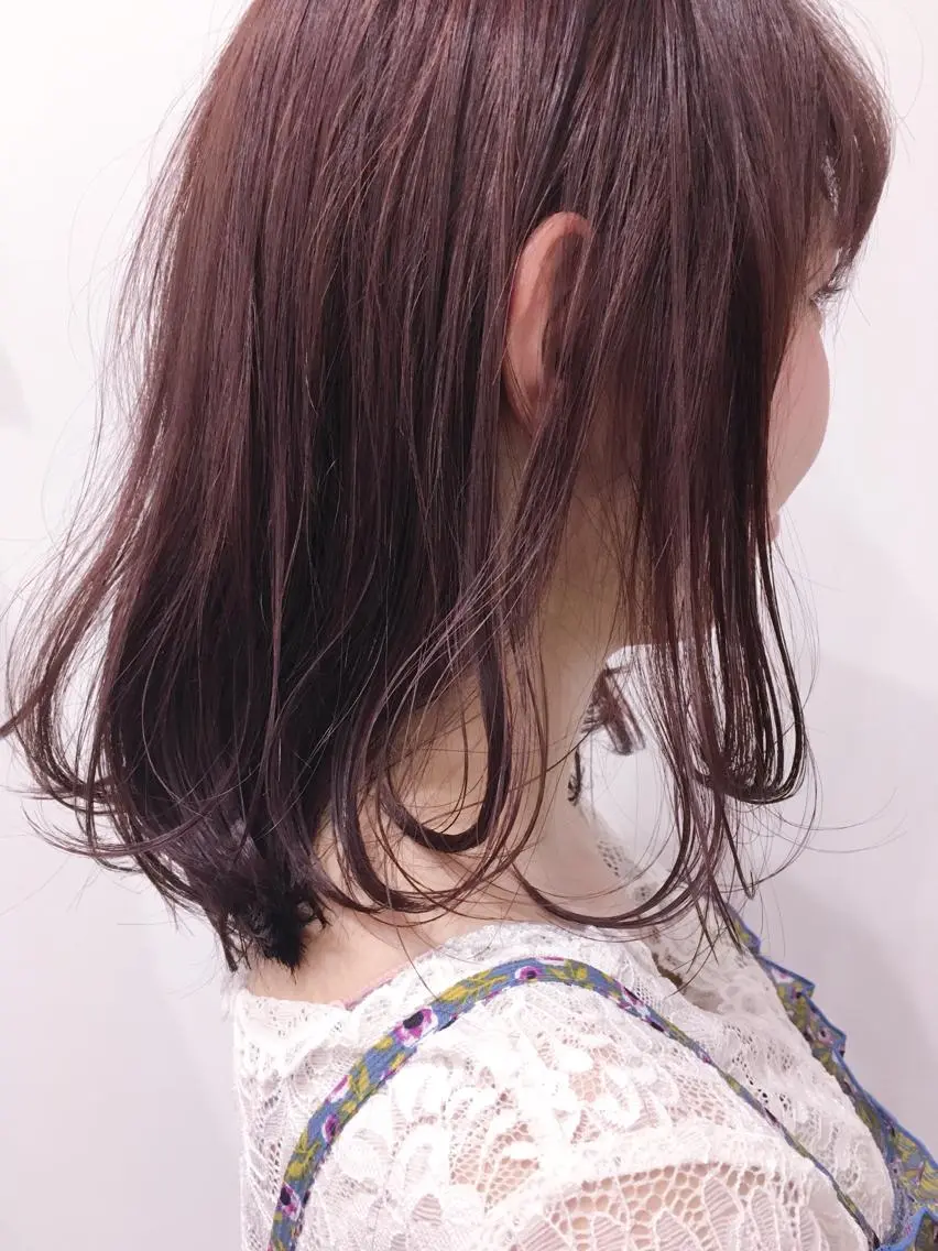 セミロング カラー ヘアアレンジ ブリーチ ブリーチなしカラー ピンクカラー tipi 香椎・千早のヘアスタイル