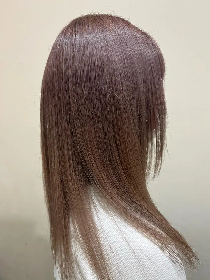 ロング カラー ベージュカラー ブリーチ ピンクカラー ピンクベージュ ルプラボウ 永友愛梨 /韓国/ダメージレスのヘアスタイル