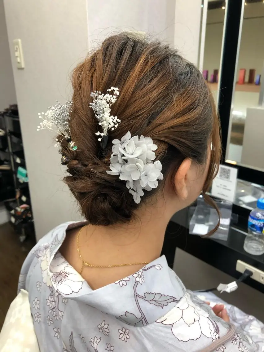 ショート ヘアアレンジ シールエクステ エクステ ハイライト レイヤーカット 浴衣 レイヤー/エクステ alpha下妻のヘアスタイル