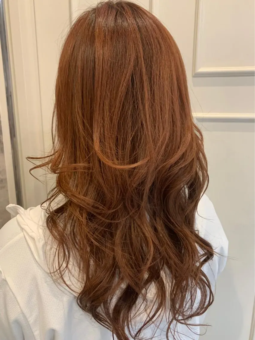 セミロング カラー ベージュカラー オレンジ オレンジベージュ 🫟Blanco🫟 Color&Careのヘアスタイル