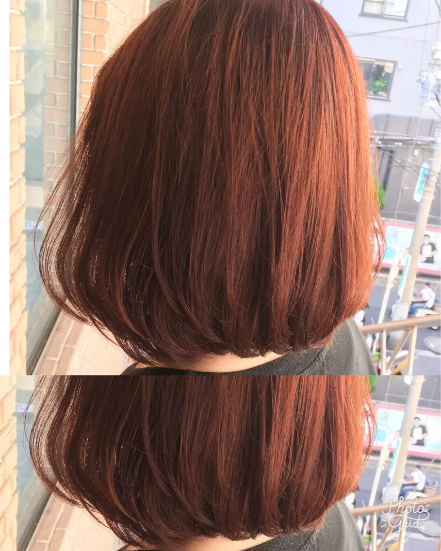 ミディアム カラー オレンジ 北條 優輝のヘアスタイル