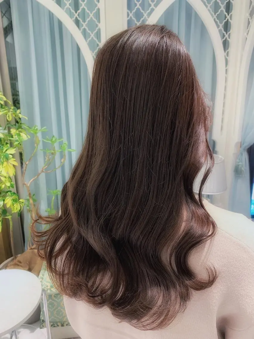 ロング ボブ ハイライト 髪質改善 韓国風ヘア 小顔カット 【ダブルカラー指名 No.1】森栄範のヘアスタイル