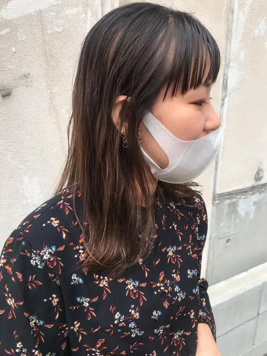 セミロング ハイライト ワイドバング カット ヘアカラー トリートメント ayane⭐️ボブ・ ショート・パーマのヘアスタイル