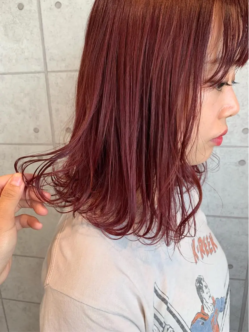 セミロング カラー ヘアアレンジ ピンクカラー 🌿‬ ܸAir 透明感🌱西村知佳のヘアスタイル