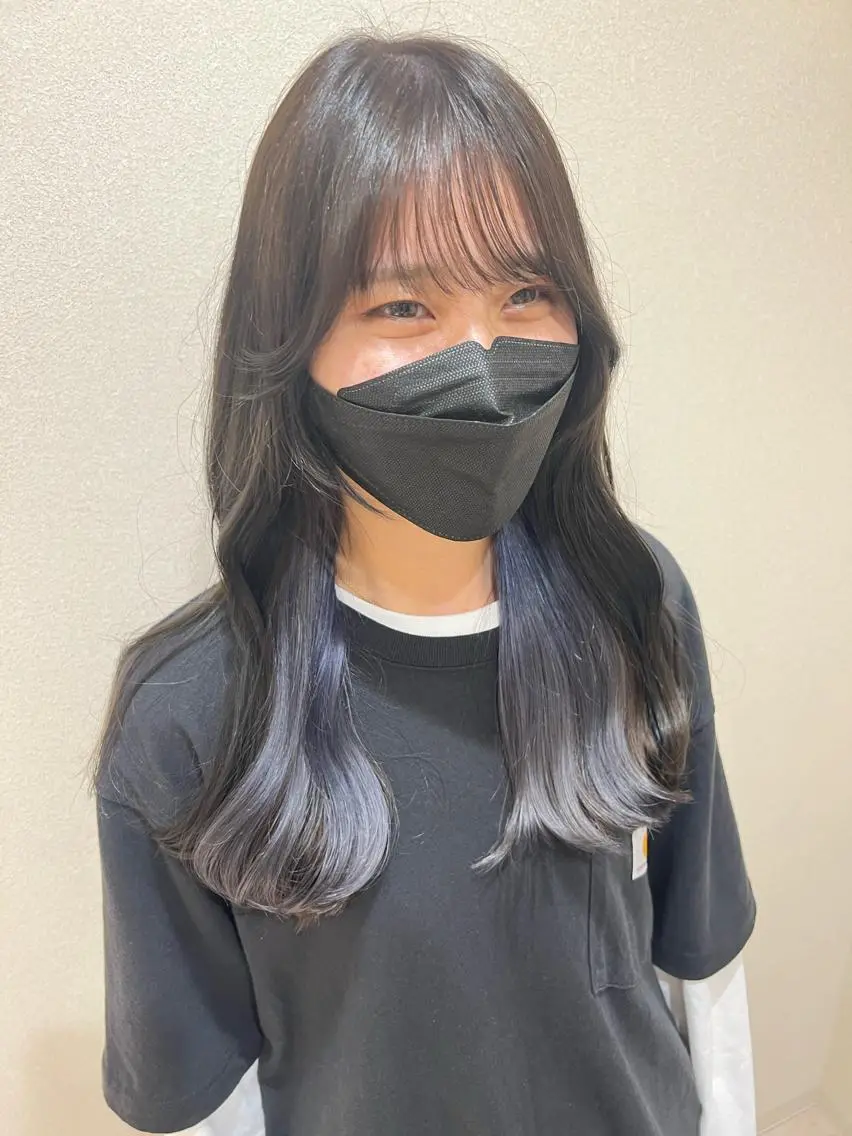 セミロング カラー グレージュ ラベンダーカラー ラベンダーグレージュ ラベンダーグレー 外国人対応 佐久間のヘアスタイル