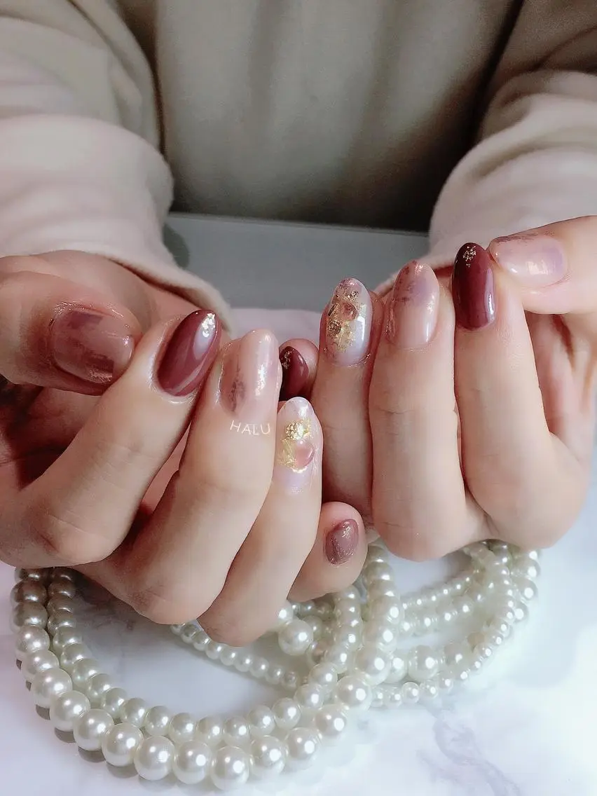 ネイル ブラウン HALU ハルのネイルデザイン
