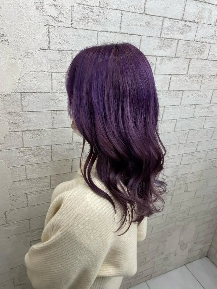 ロング カラー パープルカラー グレージュ達人/赤み 消し/ブリーチ/岩崎のヘアスタイル