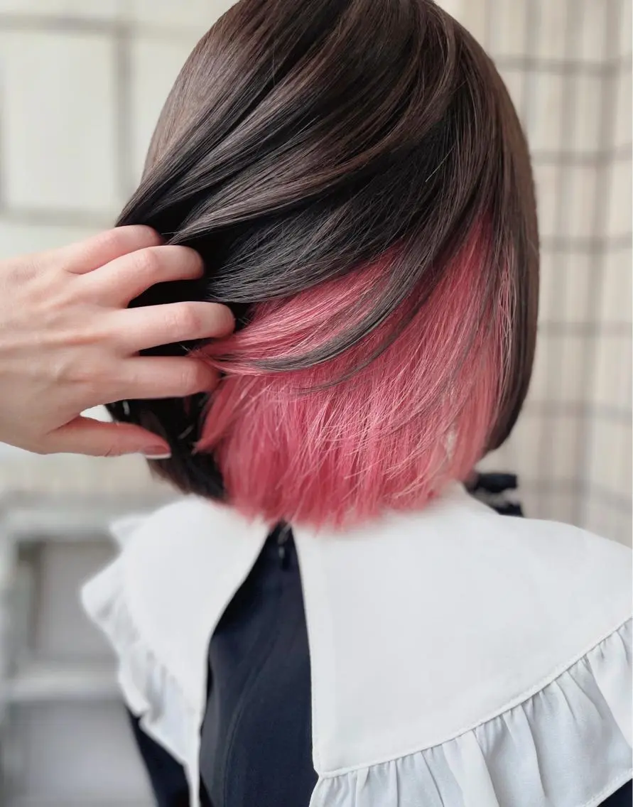 ショート ボブ ヘアカラー 原 千景のヘアスタイル