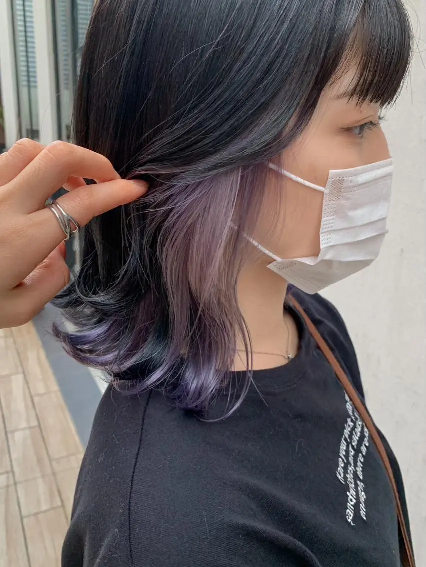 ミディアム カラー ヘアアレンジ ブリーチ ヘアカラー トリートメント yuka .のヘアスタイル