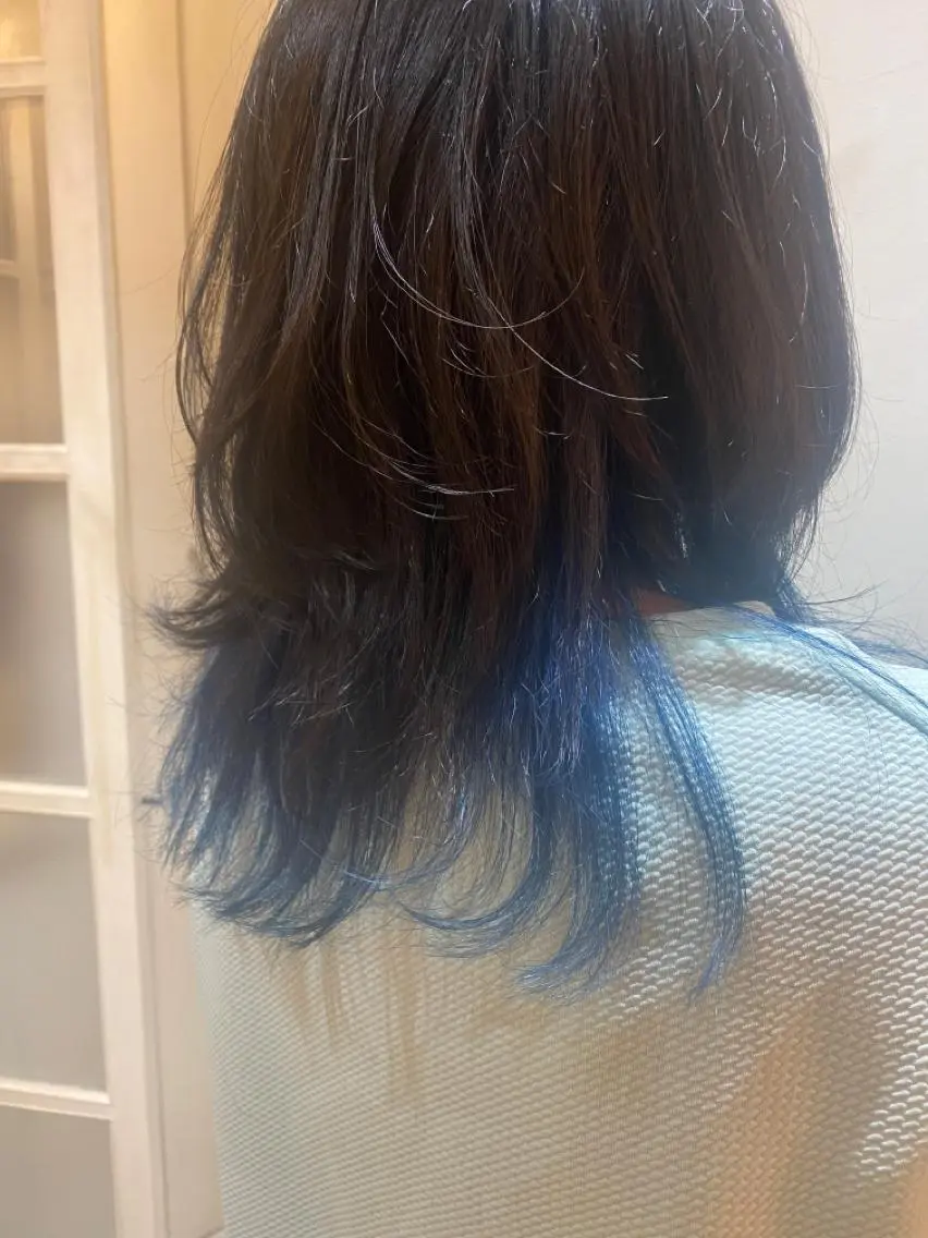 セミロング カラー セミロングパーマ ブリーチ ケアブリーチ デザインカラー ダブルカラー 🌈安藤愛/透明感 艶カラー🫧ROWのヘアスタイル