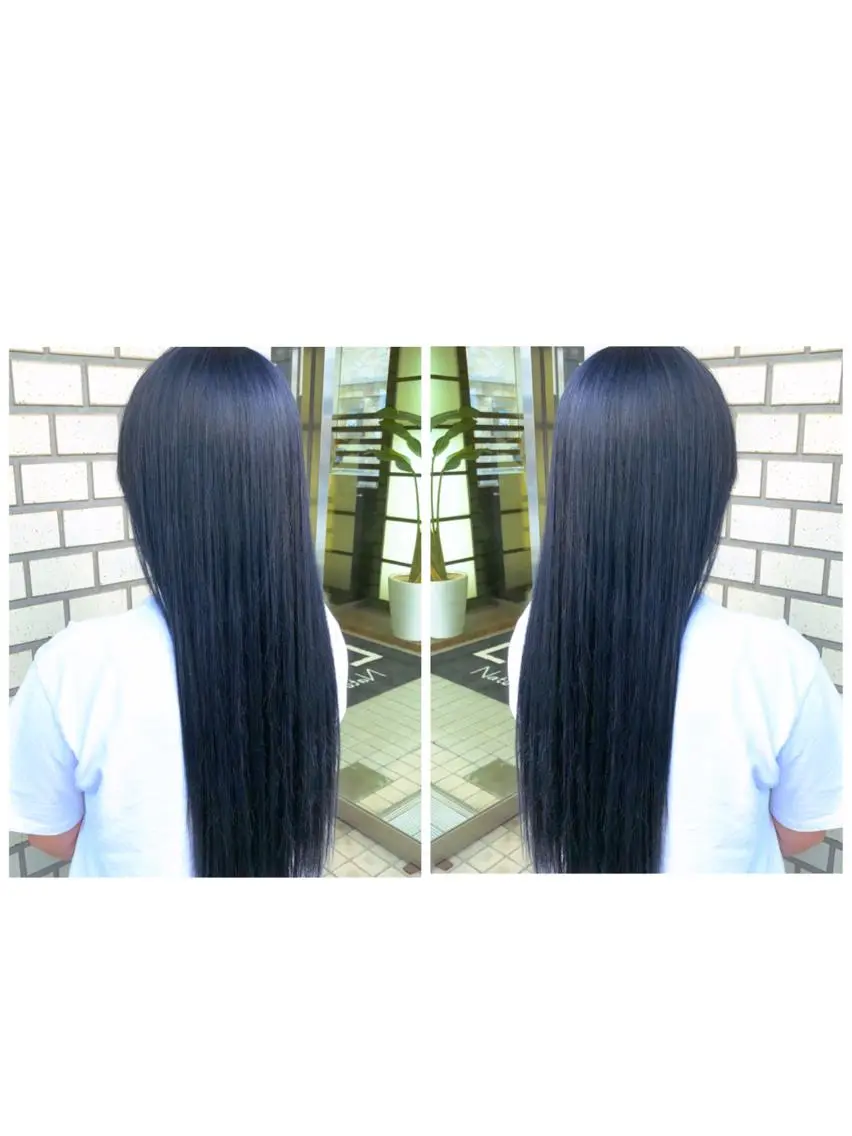 ロング カラー 黒髪 ブリーチ ブルーカラー ブルーブラック ネイビーカラー ヘアカラー トリートメント ブリーチ/髪質改善 🍀MASAKiのヘアスタイル