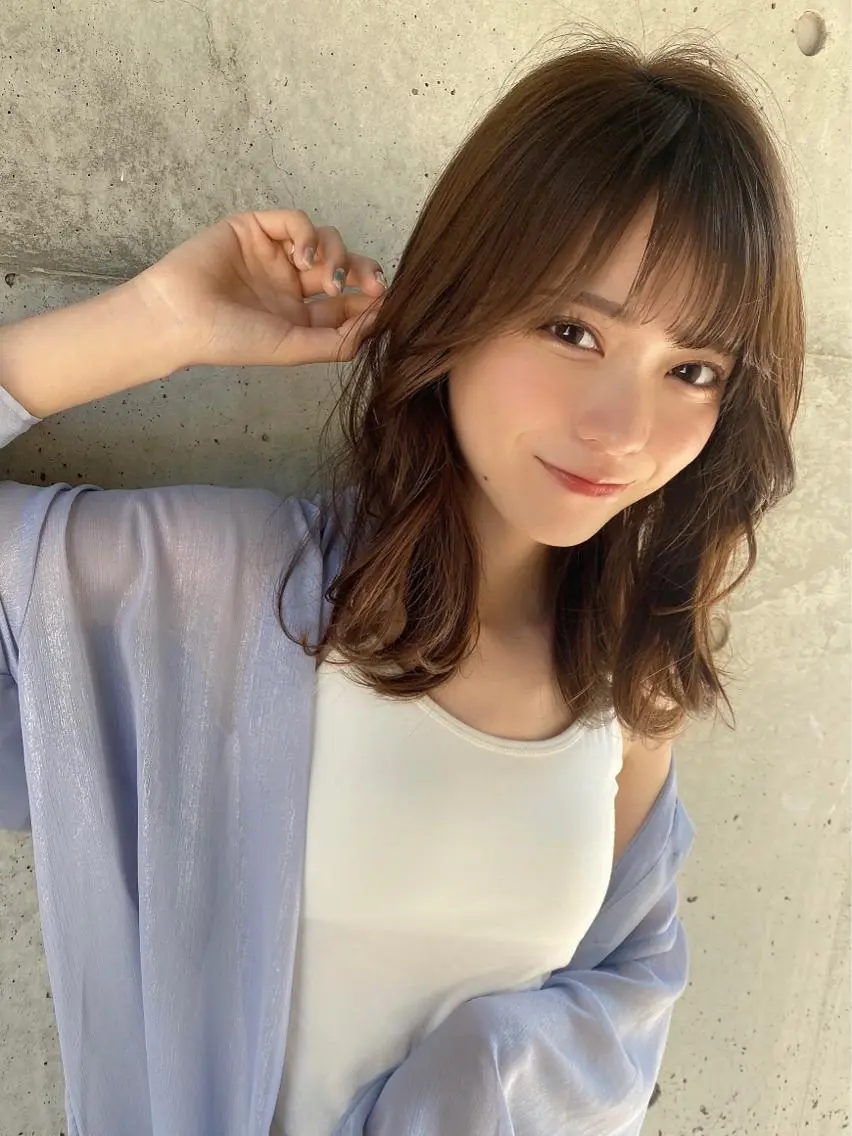 ミディアム カラー バレイヤージュ ブリーチ ケアブリーチ ダブルカラー ハイライトカラー カット ヘアカラー トリートメント 銀座✨レイヤーカット 顔まわり/坂本亜裟海のヘアスタイル