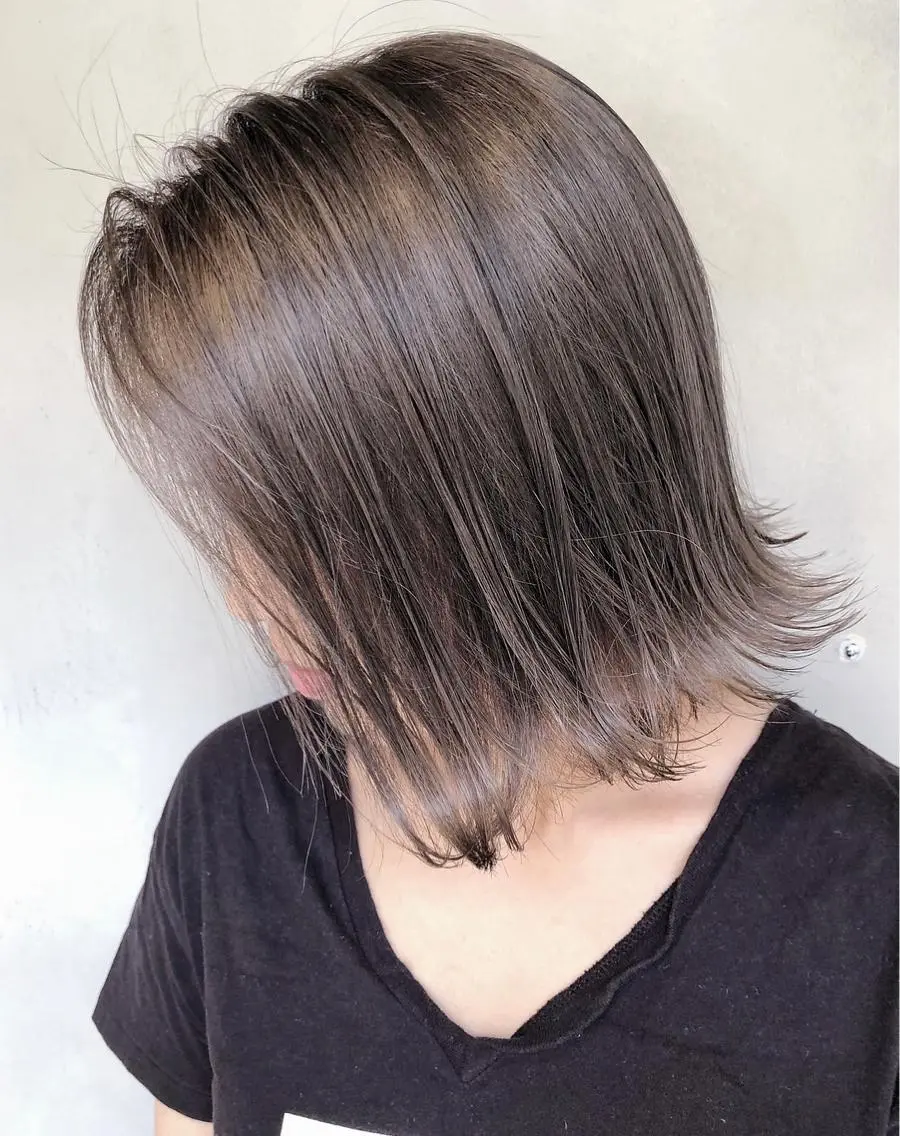 ミディアム カラー パーマ ヘアアレンジ アッシュ バレイヤージュ ブリーチ ケアブリーチ 透明感カラー カット ヘアカラー トリートメント バレイヤージュ 藤沢 ハイライト竹内ケンゴのヘアスタイル