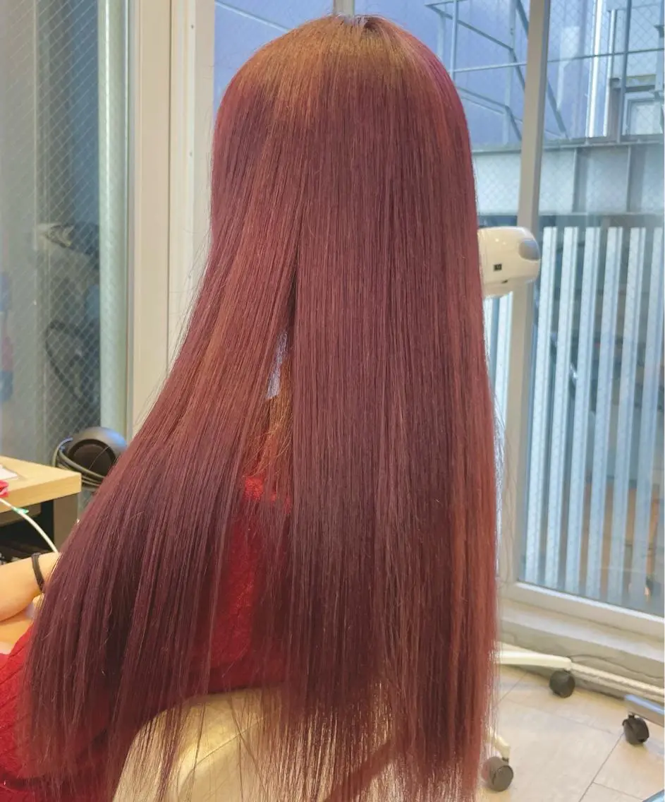 ロング カラー 髪質改善ストレート 韓国風レイヤー池袋のヘアスタイル