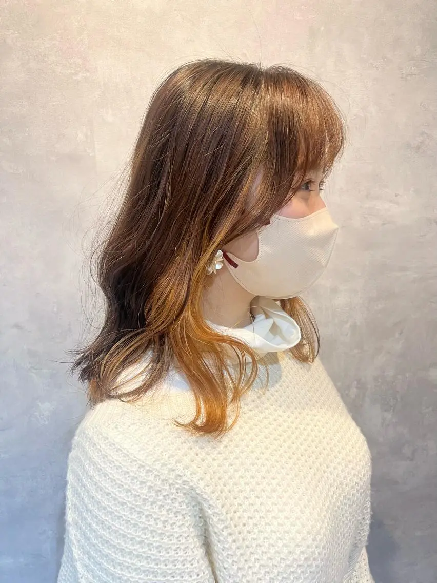 ミディアム カラー ヘアカラー トリートメント 谷 なづきのヘアスタイル