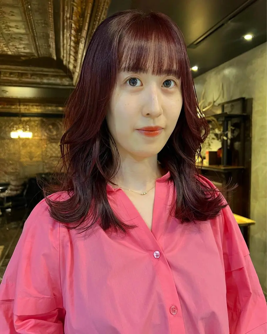セミロング カラー ピンクカラー カット ヘアカラー トリートメント 圧倒的デザイン力 店長🎨RENAのヘアスタイル
