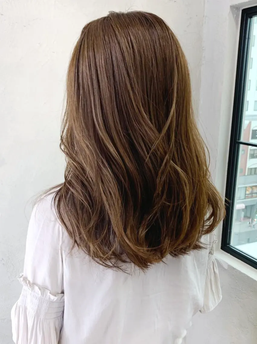セミロング カラー パーマ ヘアアレンジ ベージュカラー ITbyALBUM 中野店のヘアスタイル