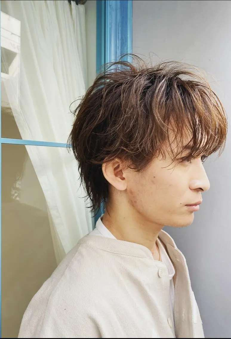ミディアム パーマ メンズ カット ヘアカラー ヘッドスパ メンズ特化🔥木下 晃徳のヘアスタイル