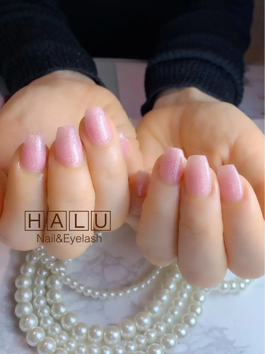 ネイル ラメ(グリッター) ピンク HALU ハルのネイルデザイン