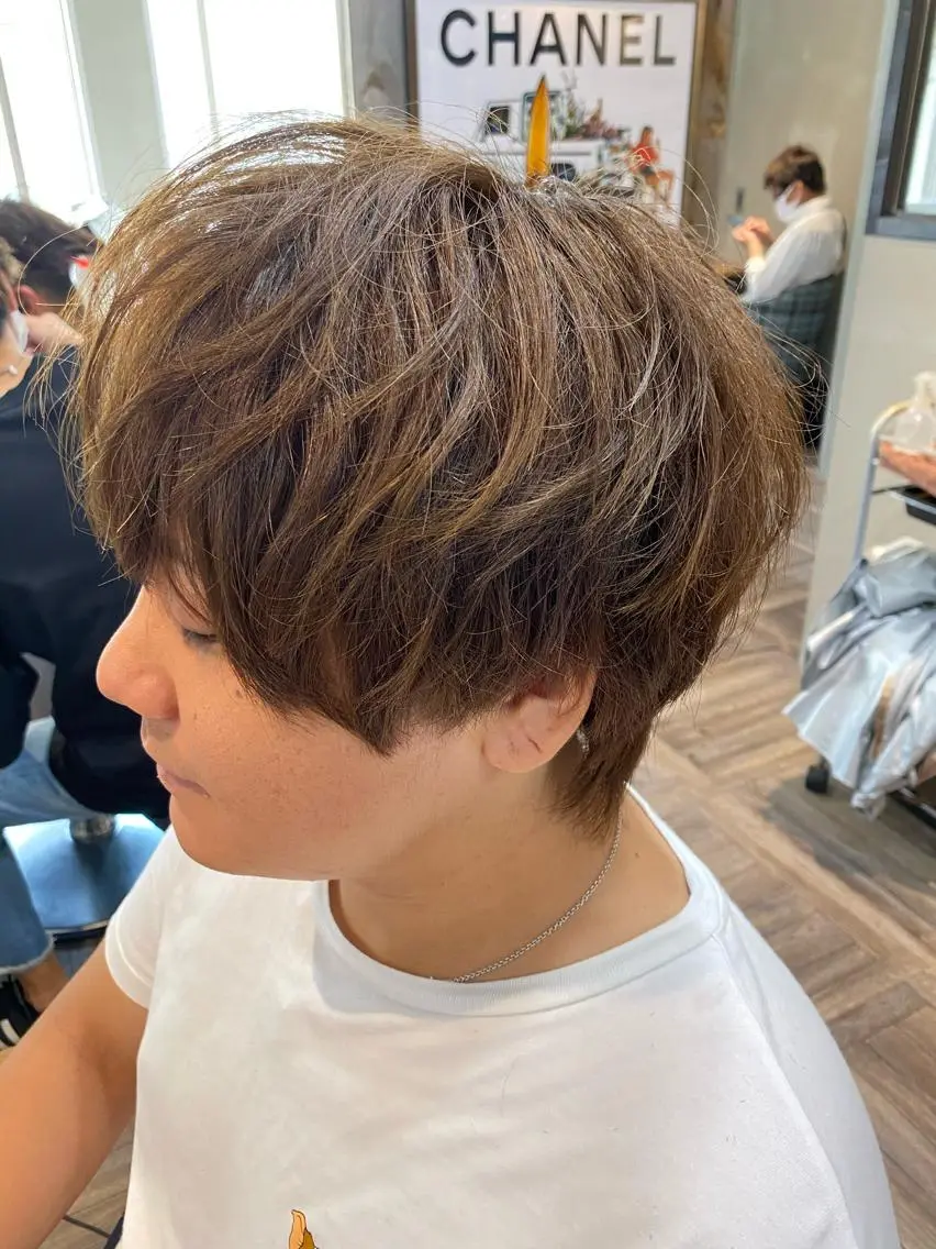 ショート カラー メンズ マッシュウルフ マッシュ メンズウルフカット アッシュ アッシュブラウン 寳泉 章弘のヘアスタイル