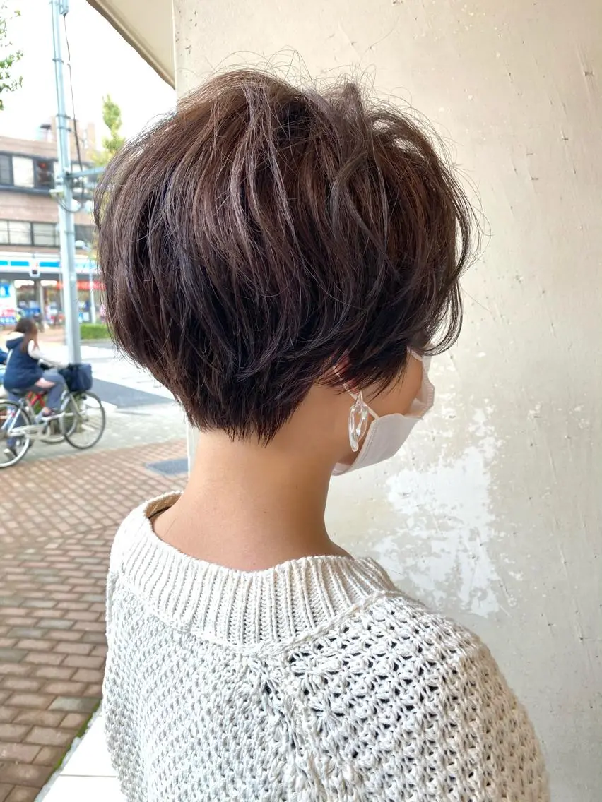 ショート カラー パーマ ショートヘア デジタルパーマ カット トリートメント 森 早希絵のヘアスタイル