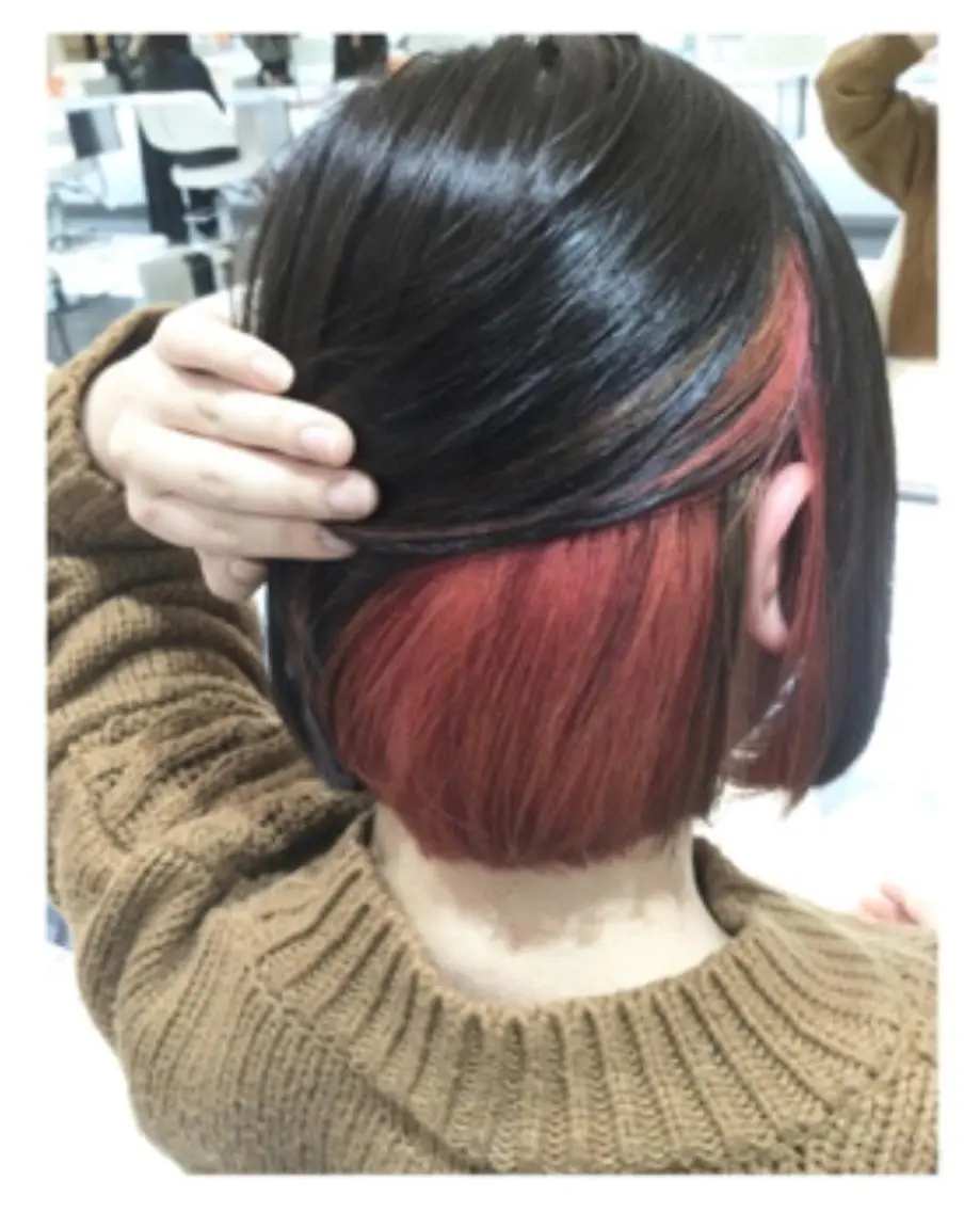 カラー インナーカラー ピンクカラー 透明感カラー 松田晃代のヘアスタイル