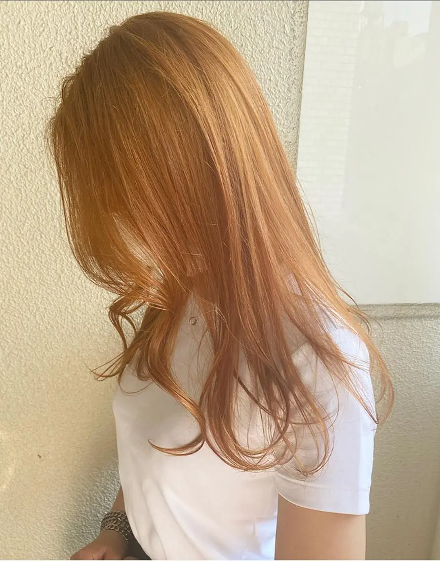 セミロング カラー パーマ ヘアアレンジ メンズ キッズ ネイル マツエク・マツパ メンズハイトーン メンズ韓国風 ベージュカラー ハイトーンカラー オレンジ カット 🌈デザインヘア職人 Kaede🌈のヘアスタイル