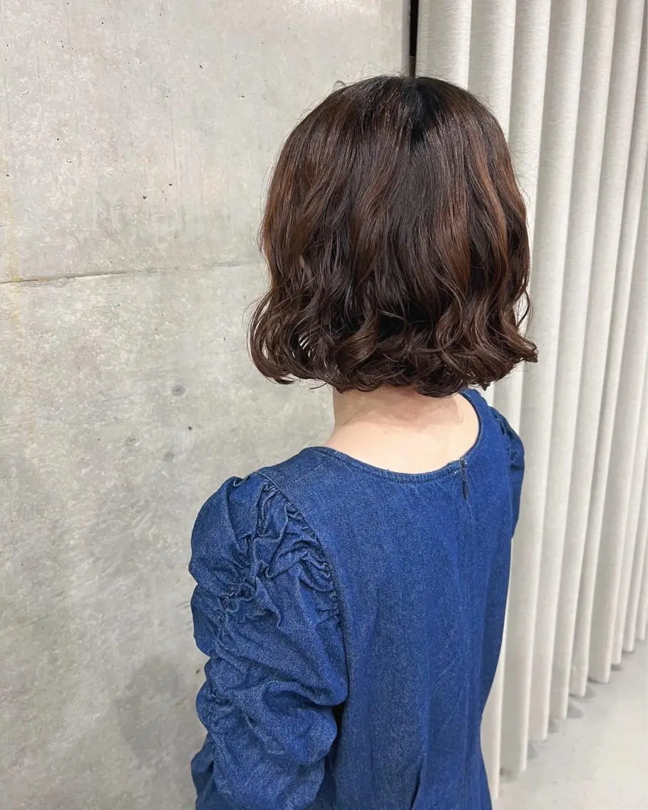 ショート パーマ カット パーマ トリートメント ボブパーマコテ巻き風 パーマNo1深江秀平のヘアスタイル