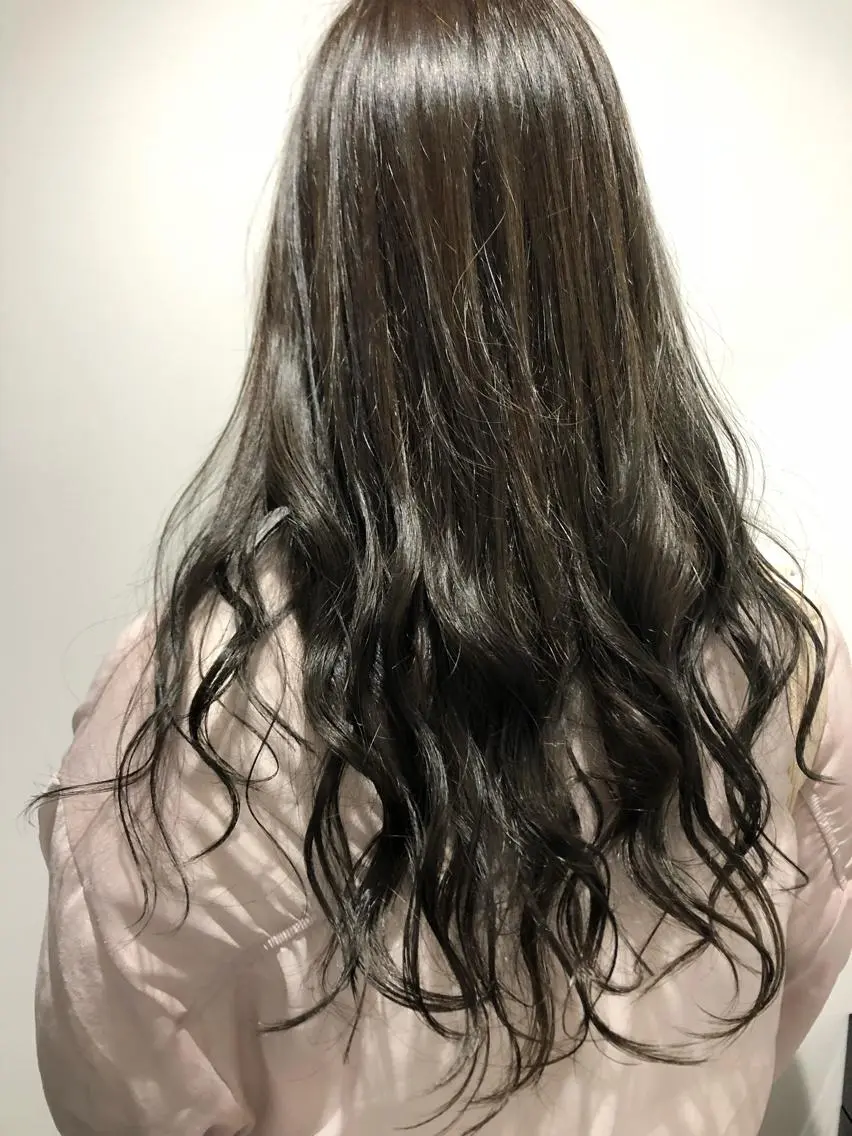 ロング アッシュ ハイライト 縮毛矯正の達人 ☆ 松本のヘアスタイル