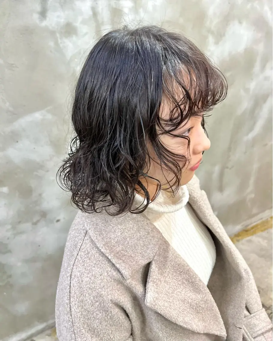 ミディアム パーマ カット パーマ 木村陸弥🌿似合わせ 再現性メンズヘアのヘアスタイル