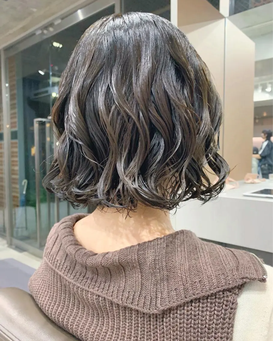 ショート パーマ カット パーマ トリートメント ボブパーマコテ巻き風 パーマNo1深江秀平のヘアスタイル