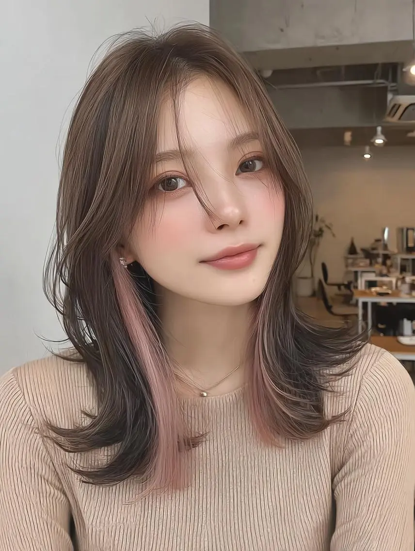 セミロング カラー ✨エクステ✨本数・ 色合わせ相談可／山口のヘアスタイル