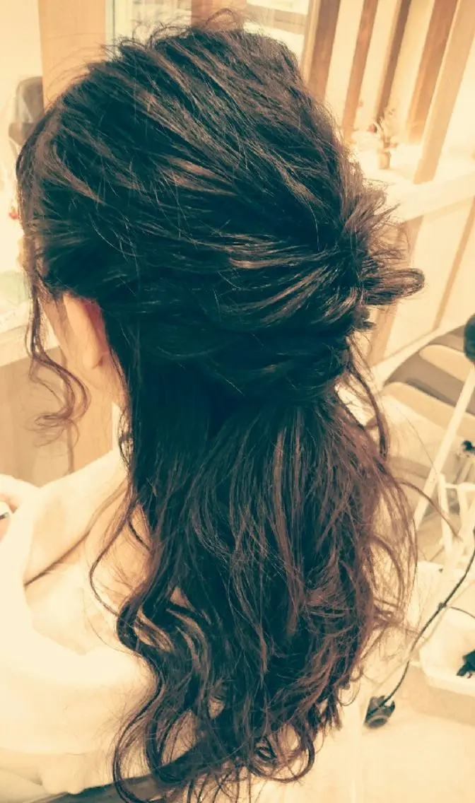 ロング ヘアアレンジ ハーフアップ ヘアセット/髪質改善 /カラー/TADOのヘアスタイル